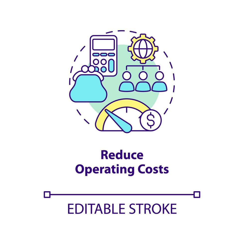 Reduce operating costs concept icon. Outsourcing benefit for business process abstract idea thin line illustration. Isolated outline drawing. Editable stroke vector