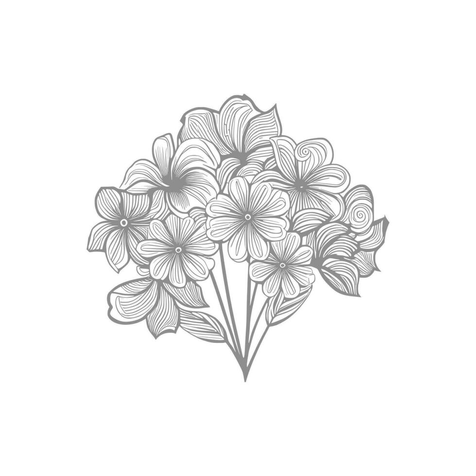 línea Arte flor ramo de flores vector