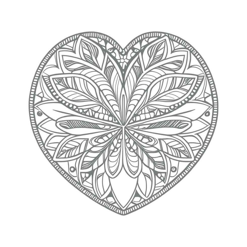 Flower with frame in shape of heart. decoration in ethnic oriental vector