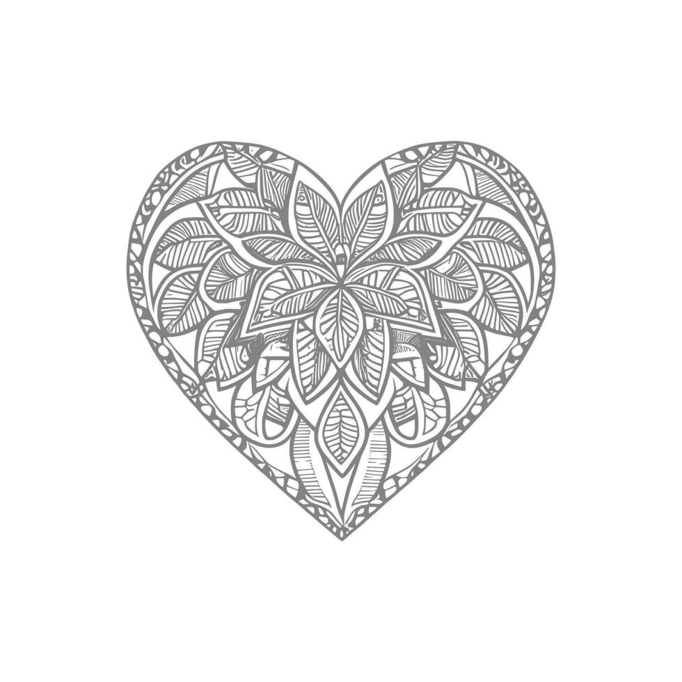 Flower with frame in shape of heart. decoration in ethnic oriental vector