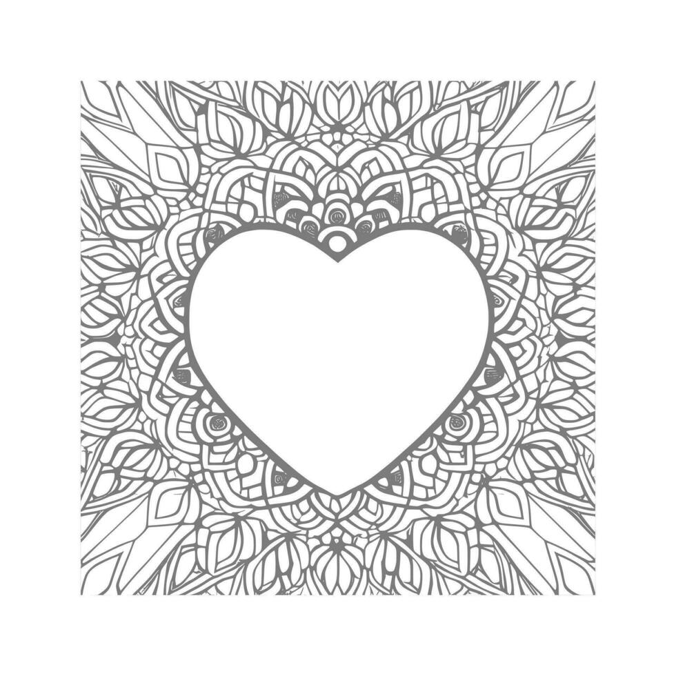 Flower with frame in shape of heart. decoration in ethnic oriental vector