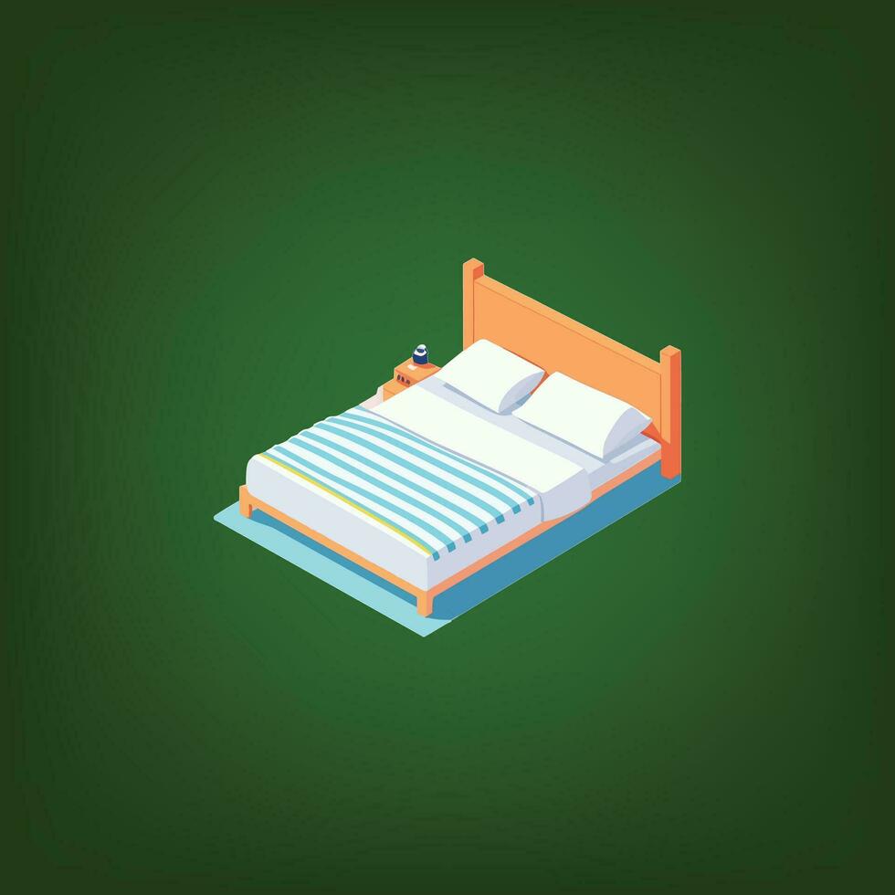 Bed vector isometric view.