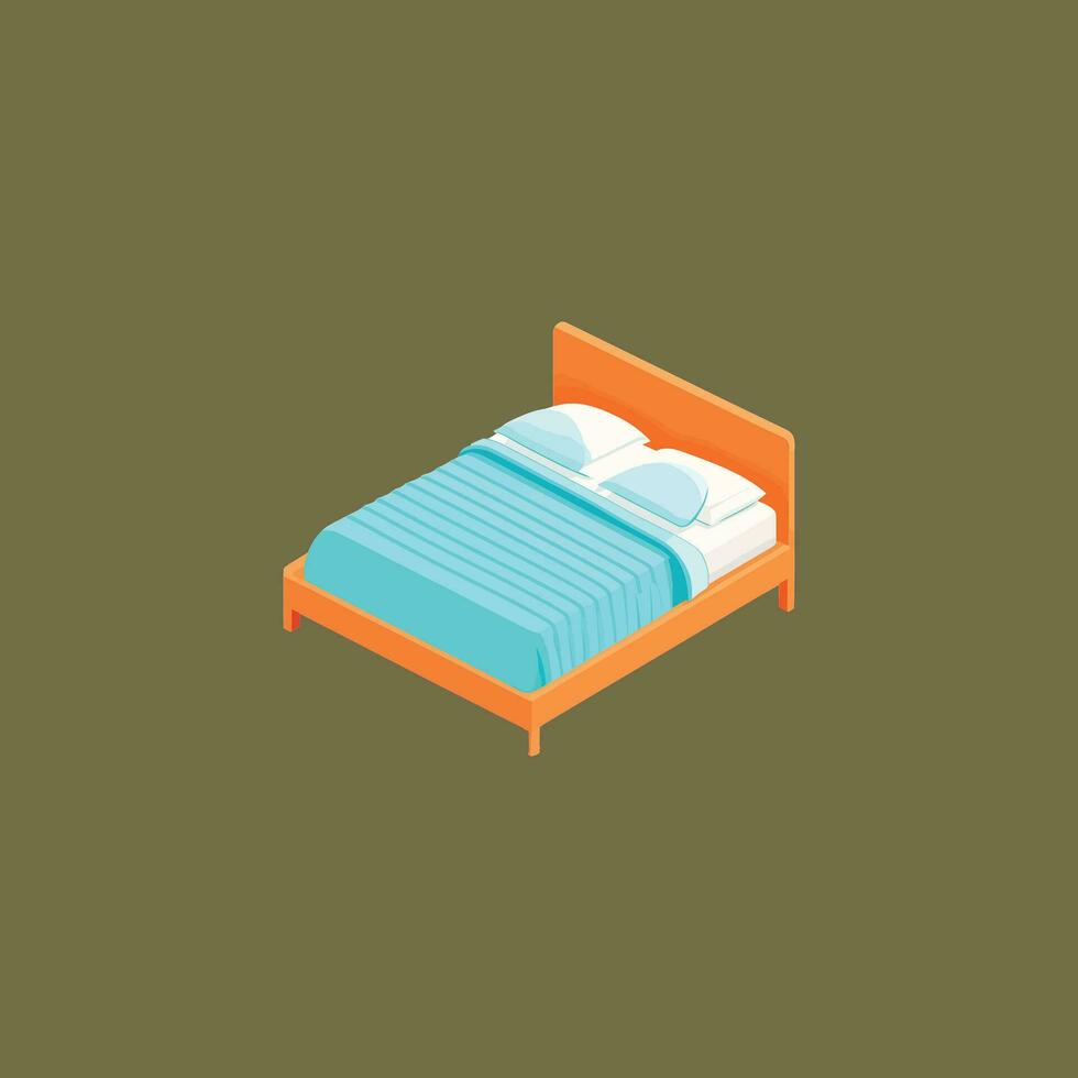 Bed vector isometric view.