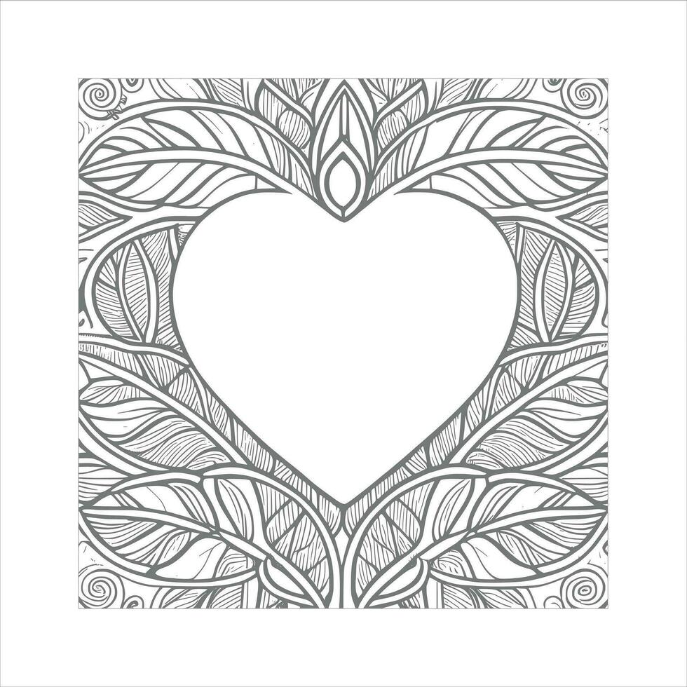 Flower with frame in shape of heart. decoration in ethnic oriental vector