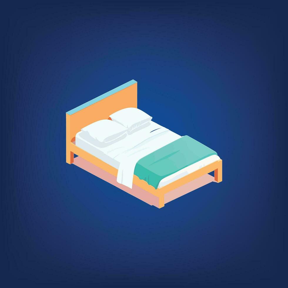 Bed vector isometric view.