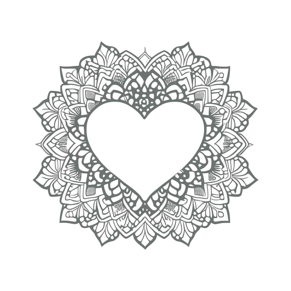 Flower with frame in shape of heart. decoration in ethnic oriental vector