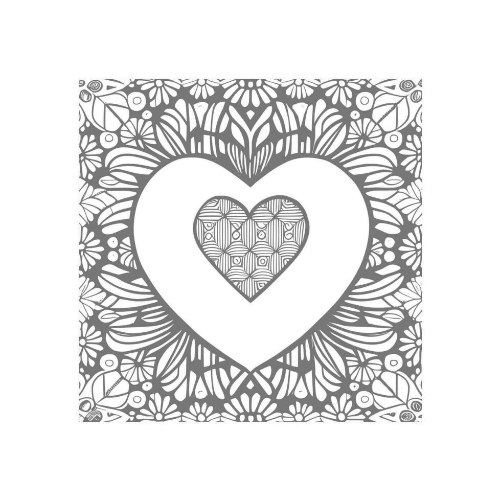 Flower with frame in shape of heart. decoration in ethnic oriental vector