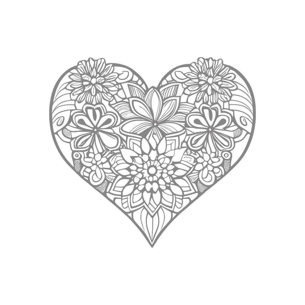 Flower with frame in shape of heart. decoration in ethnic oriental vector