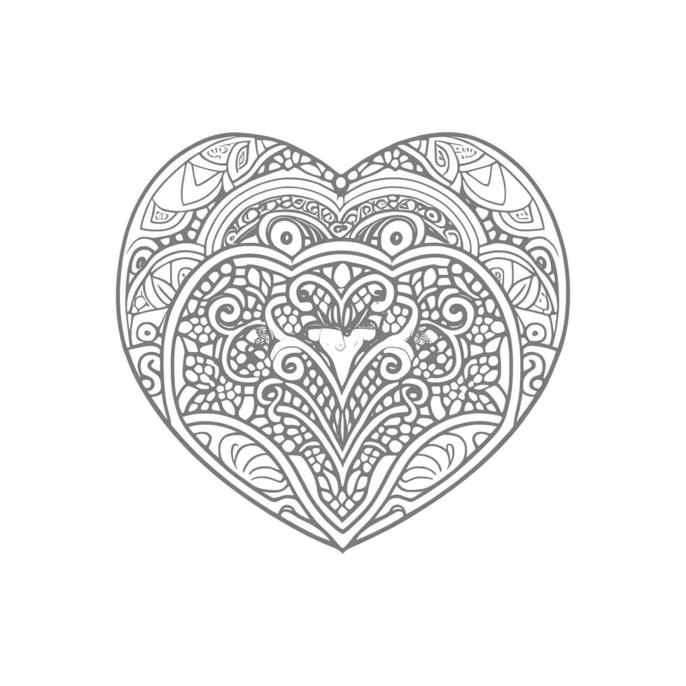 Flower with frame in shape of heart. decoration in ethnic oriental vector