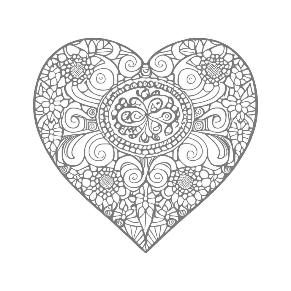 Flower with frame in shape of heart. decoration in ethnic oriental vector
