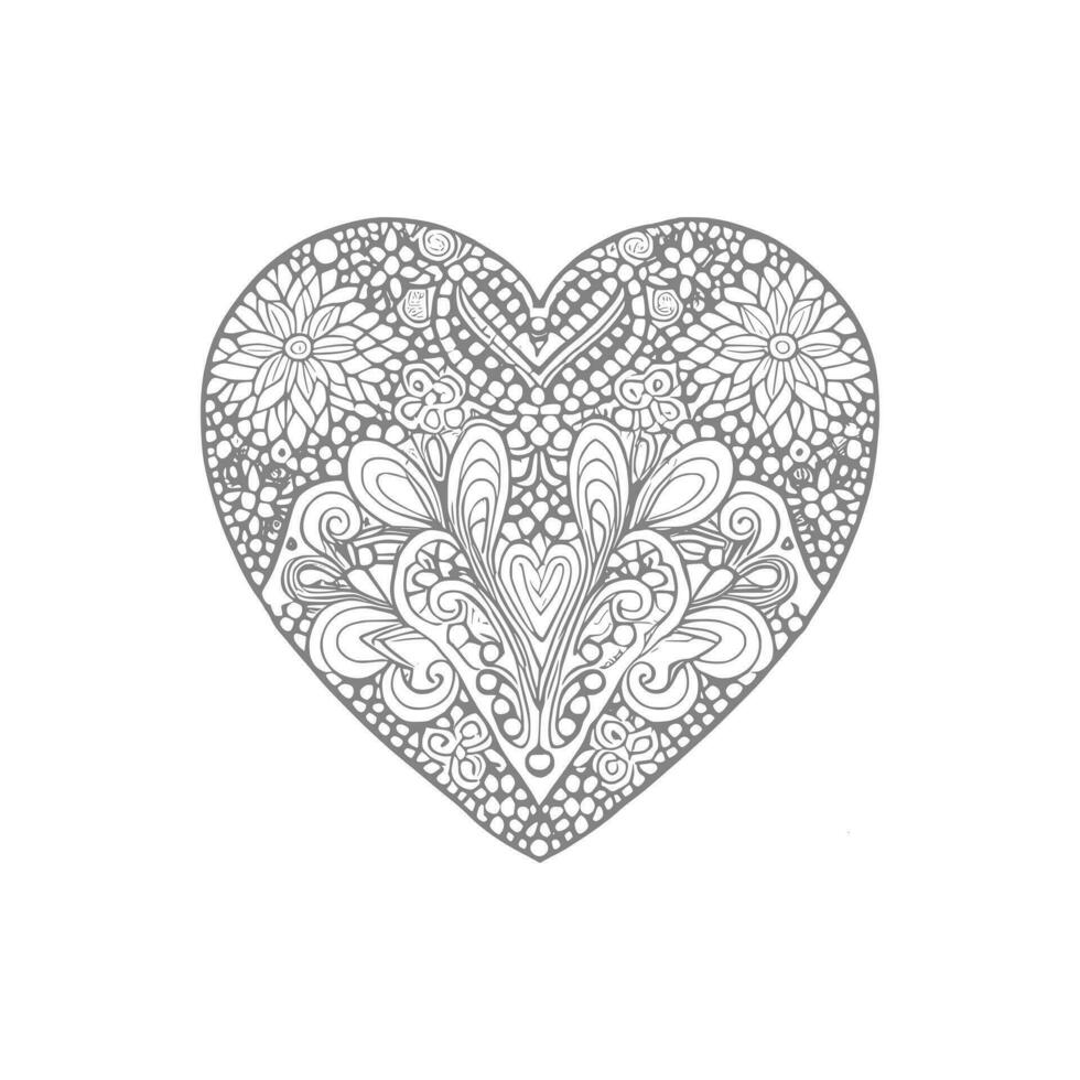 flor con marco en forma de corazón. decoración en étnico oriental, vector