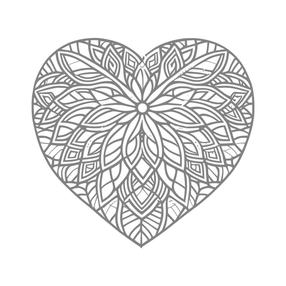 Flower with frame in shape of heart. decoration in ethnic oriental vector