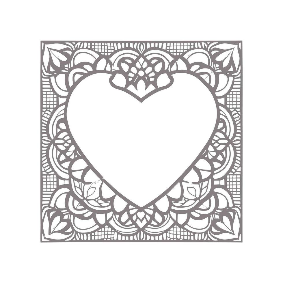 Flower with frame in shape of heart. decoration in ethnic oriental vector