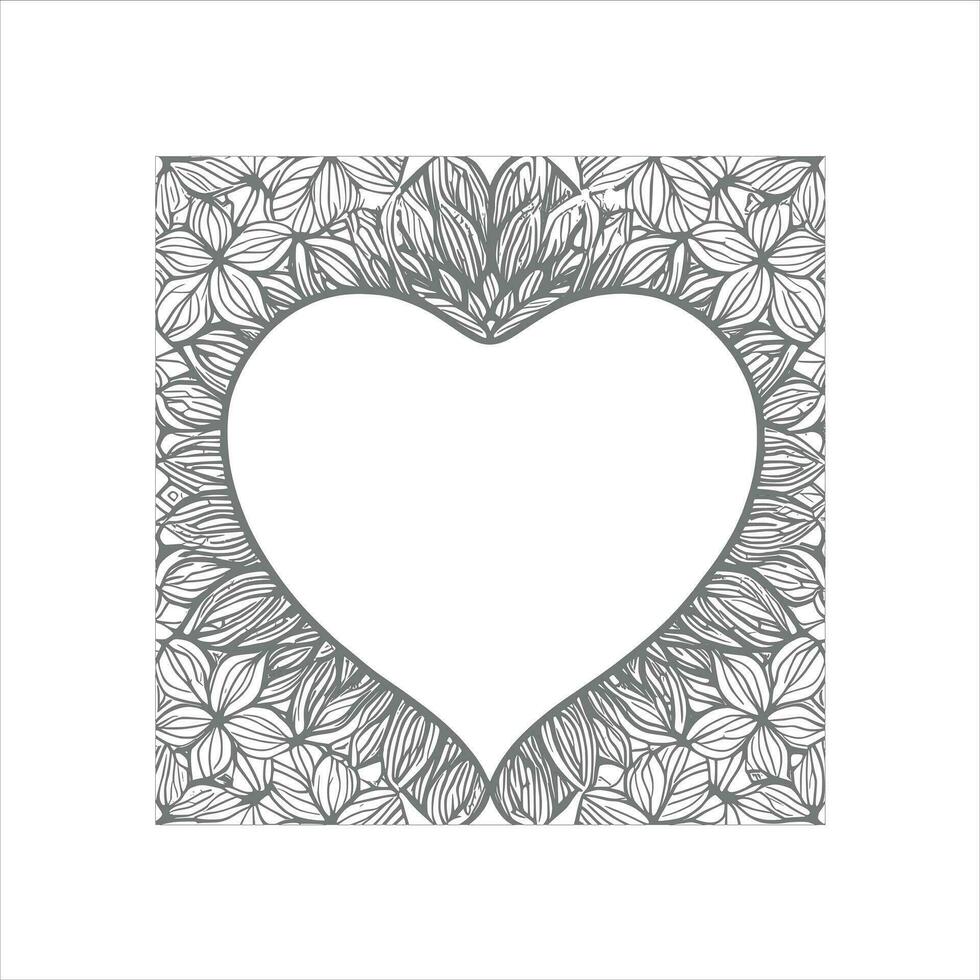 Flower with frame in shape of heart. decoration in ethnic oriental vector