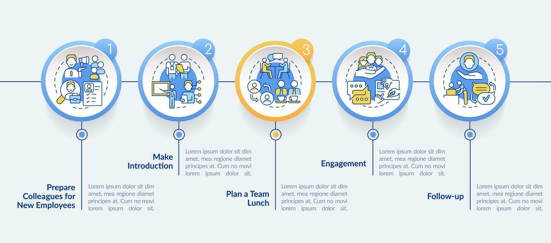 Developing adaptation process circle infographic template. Hiring. Data visualization with 5 steps. Editable timeline info chart. Workflow layout with line icons vector