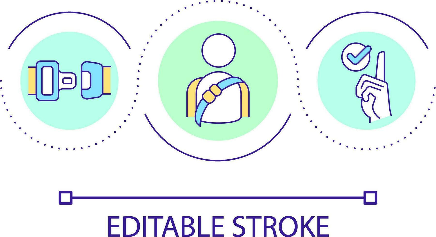 Fasten seat belts loop concept icon. Injury prevention. Passenger and driver protection device abstract idea thin line illustration. Isolated outline drawing. Editable stroke vector