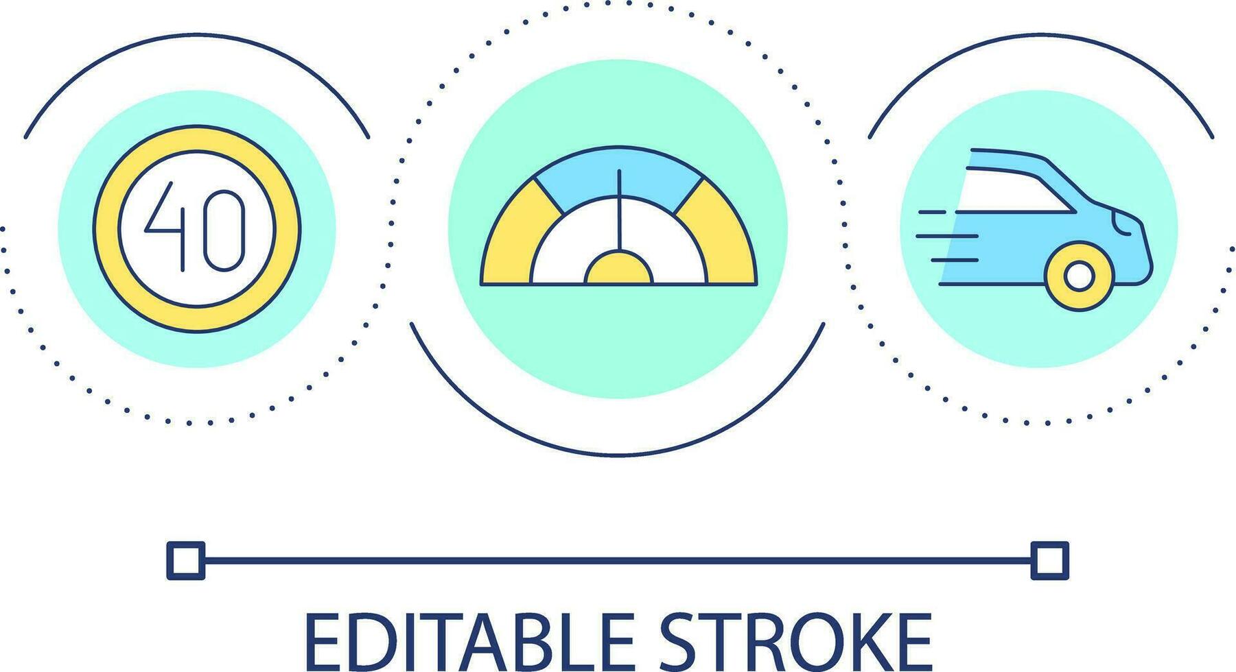 velocidad límite lazo concepto icono. conducción la seguridad regulación. perder velocidad. desacelerando abajo. Señal de tráfico resumen idea Delgado línea ilustración. aislado contorno dibujo. editable carrera vector