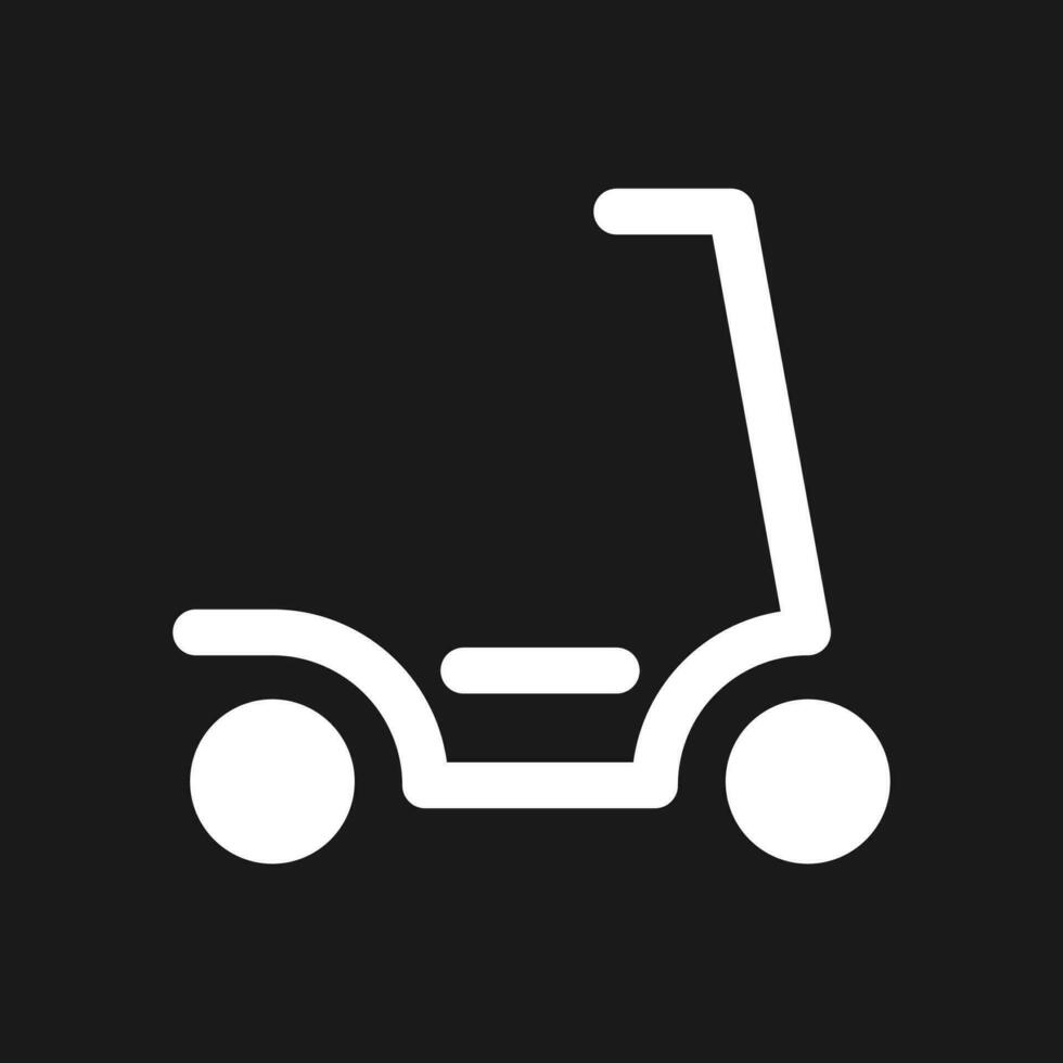 Electric scooter dark mode glyph ui icon. Eco-friendly transport. User interface design. White silhouette symbol on black space. Solid pictogram for web, mobile. Vector isolated illustration