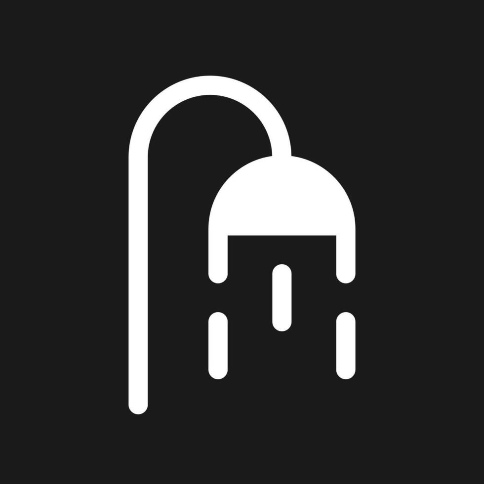 Public shower option dark mode glyph ui icon. Staying clean on road. User interface design. White silhouette symbol on black space. Solid pictogram for web, mobile. Vector isolated illustration