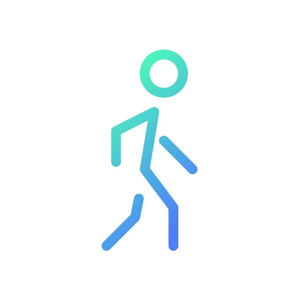 Pedestrian pixel perfect gradient linear ui icon. Walking person. Passerby on crosswalk. GPS navigation. Line color user interface symbol. Modern style pictogram. Vector isolated outline illustration