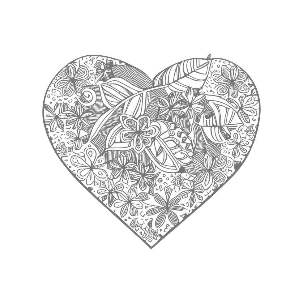 Flower with frame in shape of heart. decoration in ethnic oriental vector