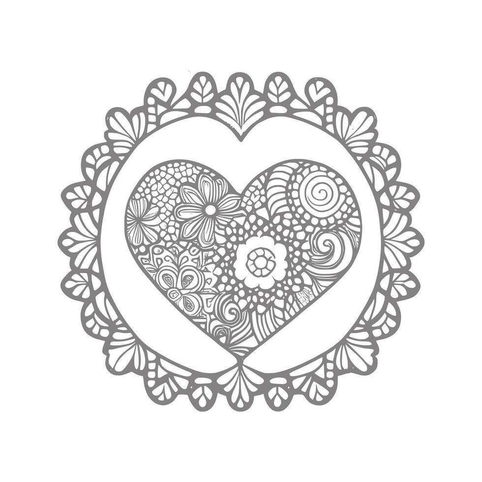Flower with frame in shape of heart. decoration in ethnic oriental vector