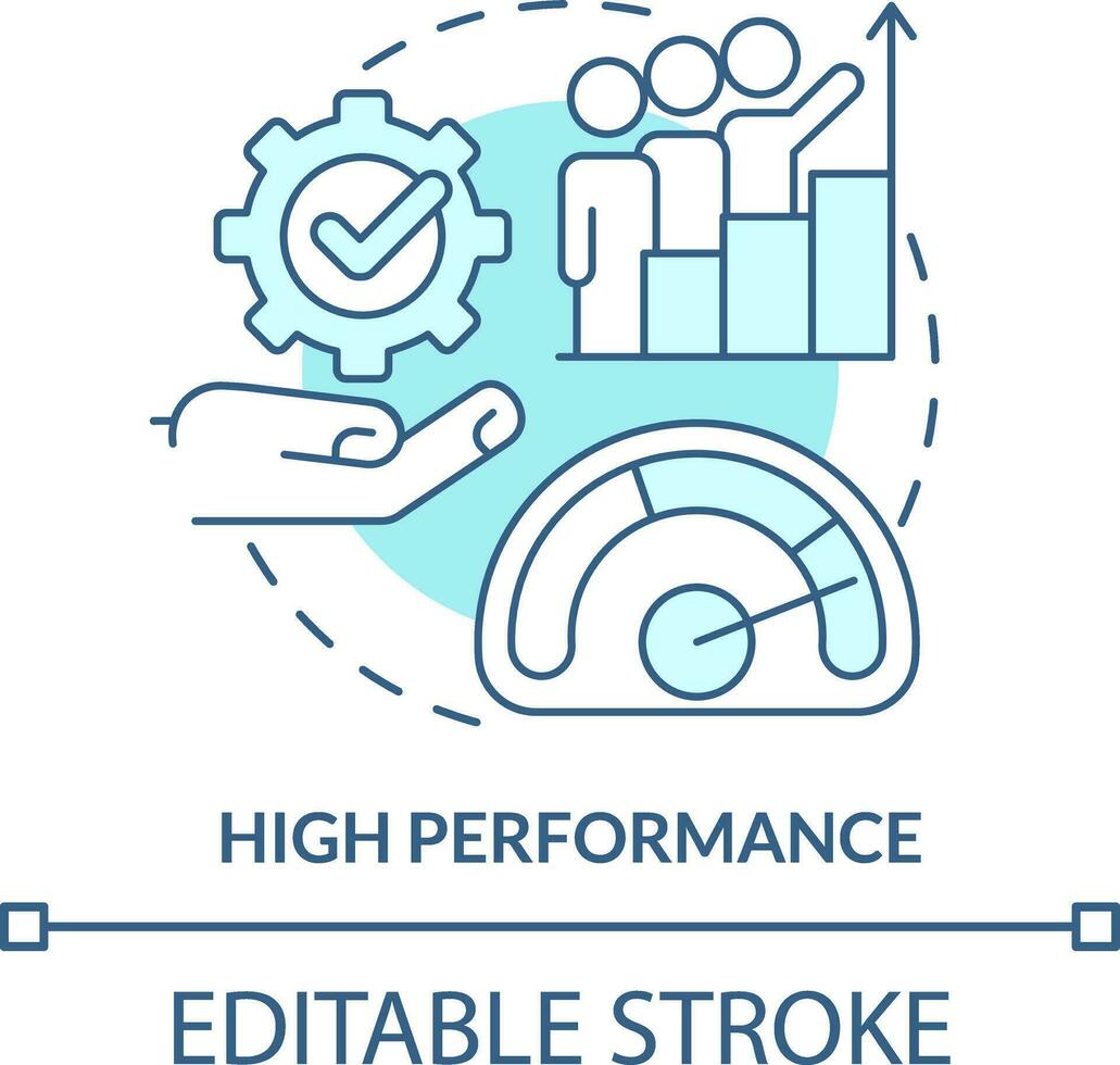 High performance turquoise concept icon. Organizational culture abstract idea thin line illustration. Supporting growth. Isolated outline drawing. Editable stroke vector