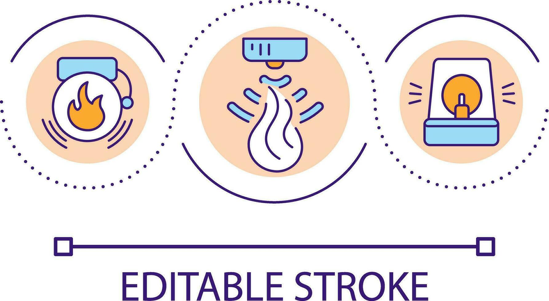 Fire detection devices loop concept icon. Sensors and fire alarms abstract idea thin line illustration. Monitoring systems for buildings. Isolated outline drawing. Editable stroke vector