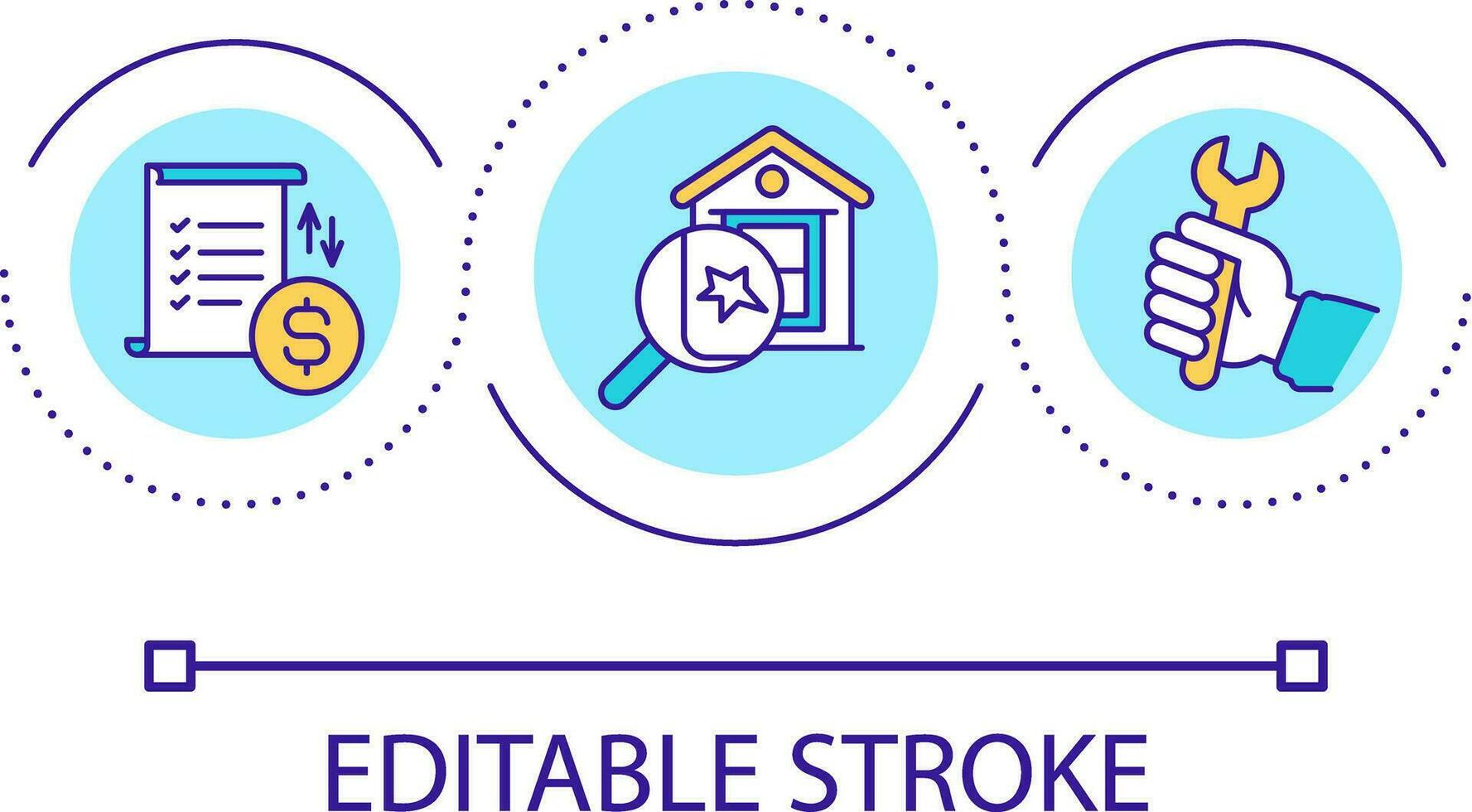 Building damage assessment loop concept icon. Home insurance policy abstract idea thin line illustration. Damaged property evaluation. Isolated outline drawing. Editable stroke vector