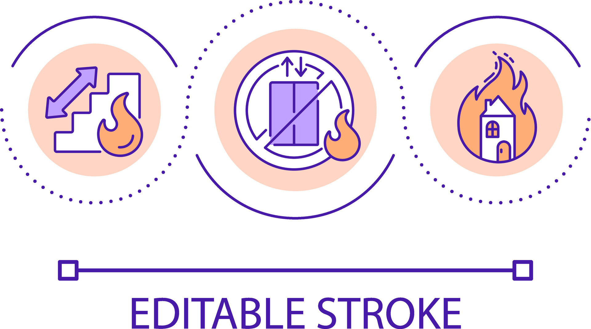 Avoid elevator usage during fire in building loop concept icon