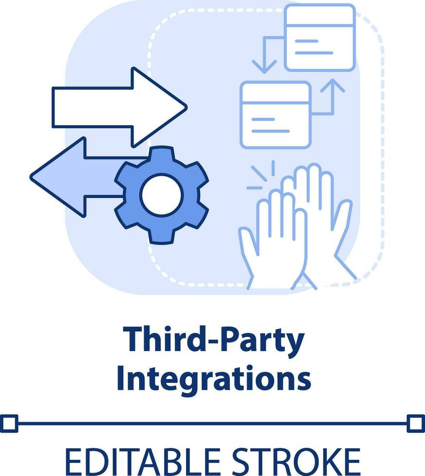 Third party integrations light blue concept icon. Customer engagement platform abstract idea thin line illustration. Isolated outline drawing. Editable stroke vector
