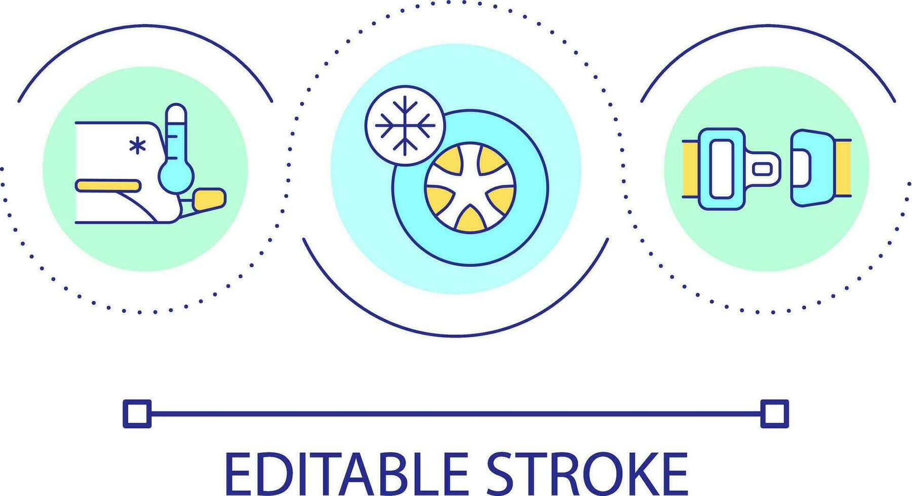 Wintertime driving rules loop concept icon. Road accident prevention. Fasten seat belts abstract idea thin line illustration. Isolated outline drawing. Editable stroke vector
