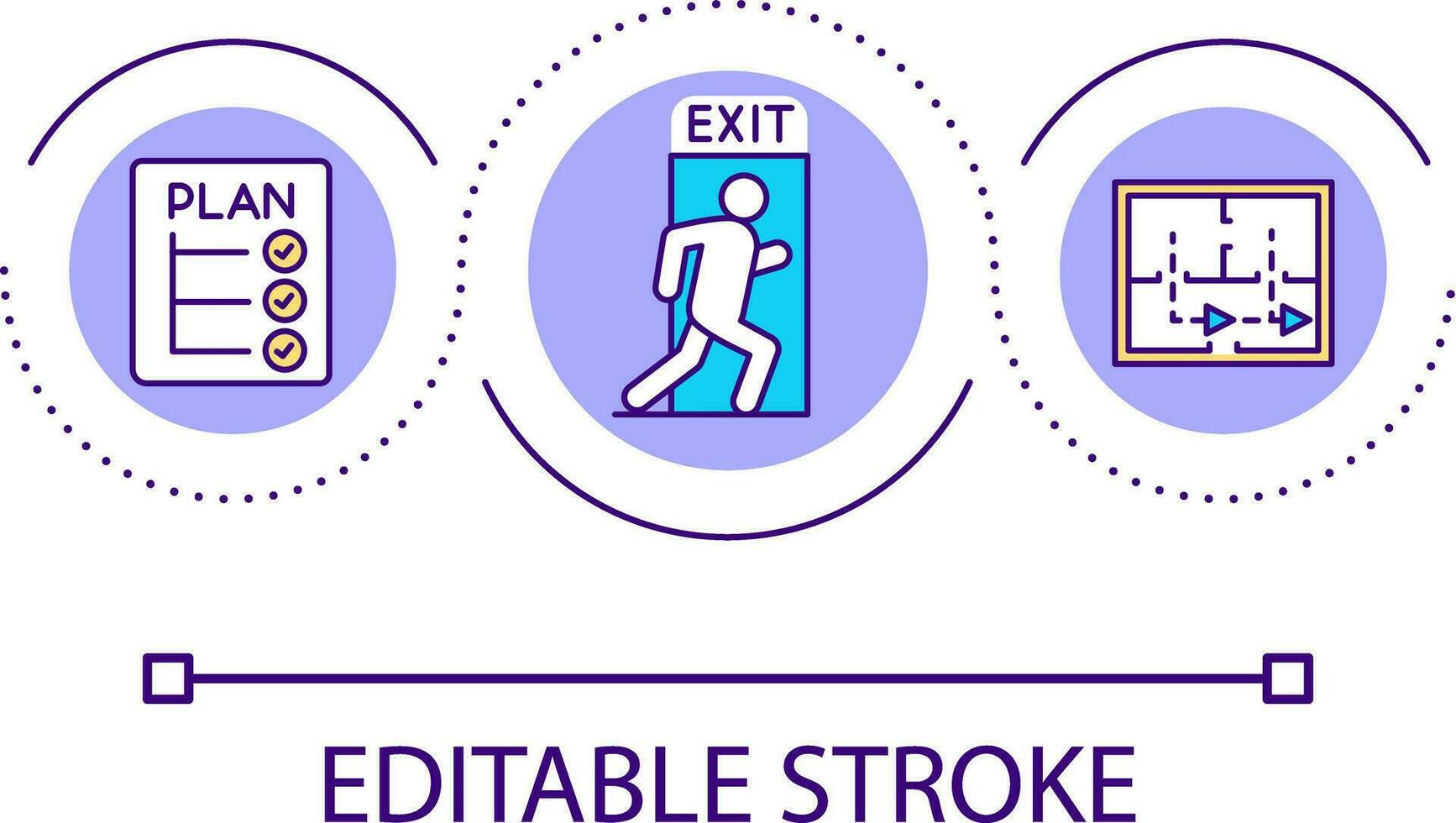 Emergency exit route loop concept icon. Leave building during dangerous situation abstract idea thin line illustration. Prepare for disaster. Isolated outline drawing. Editable stroke vector