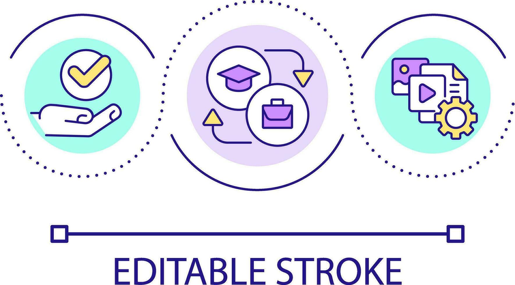 Create educational content loop concept icon. E learning resources. Informative materials for students abstract idea thin line illustration. Isolated outline drawing. Editable stroke vector