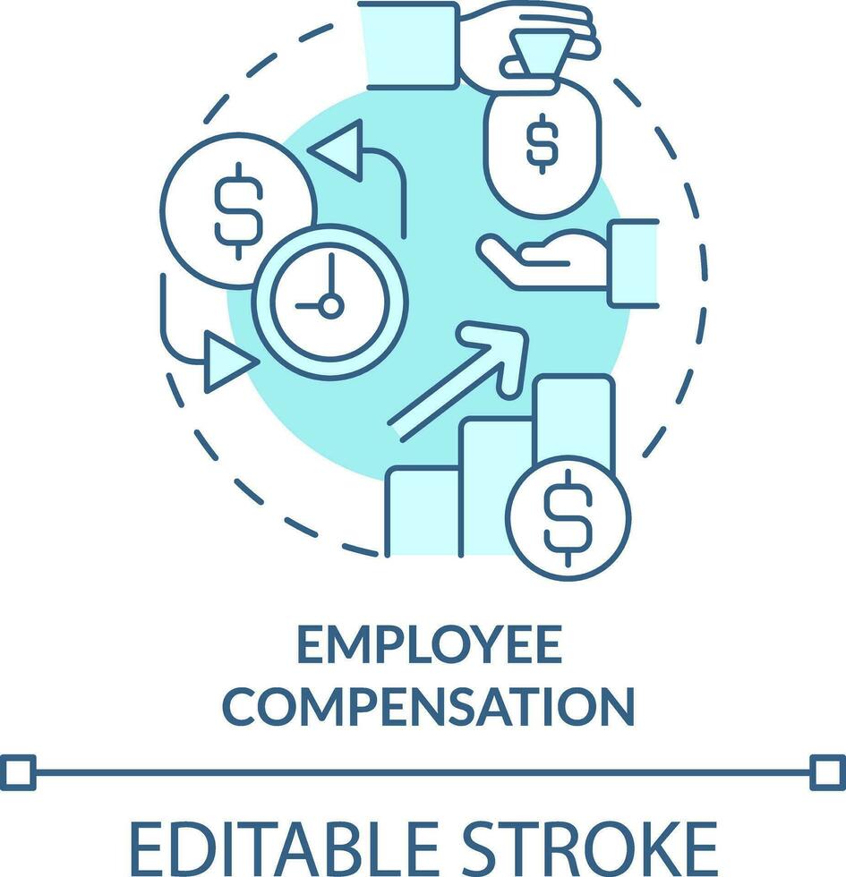 empleado compensación turquesa concepto icono. ético comportamiento resumen idea Delgado línea ilustración. salarios, beneficios. aislado contorno dibujo. editable carrera vector