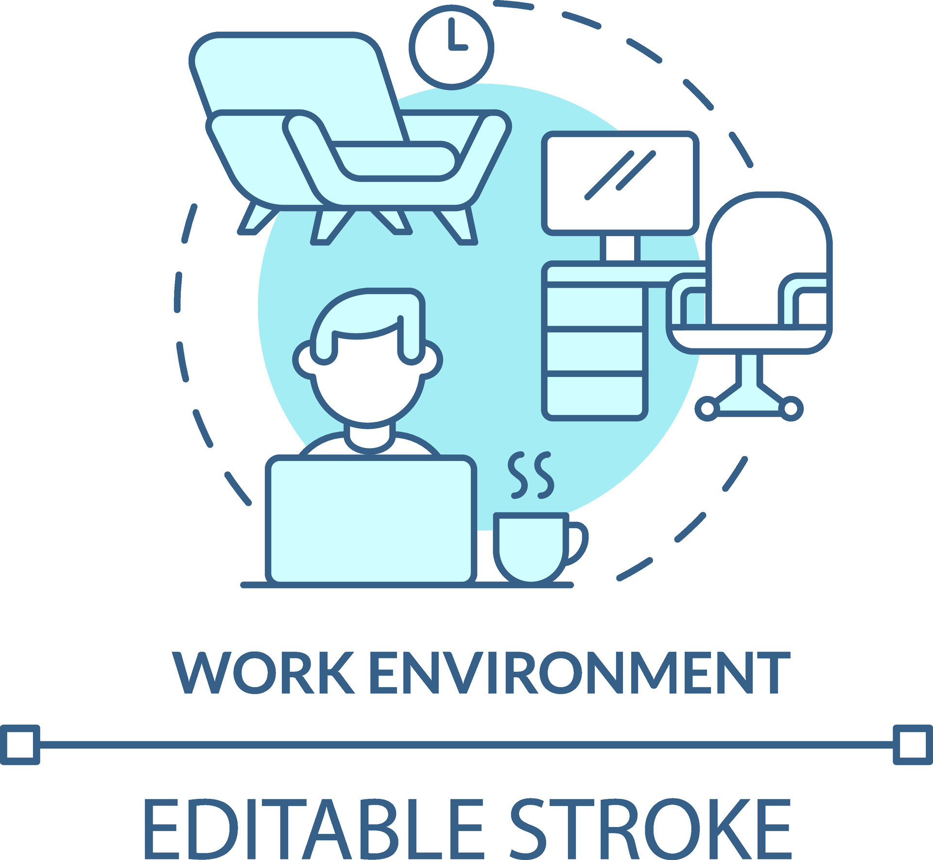 Work environment turquoise concept icon. Company culture abstract idea