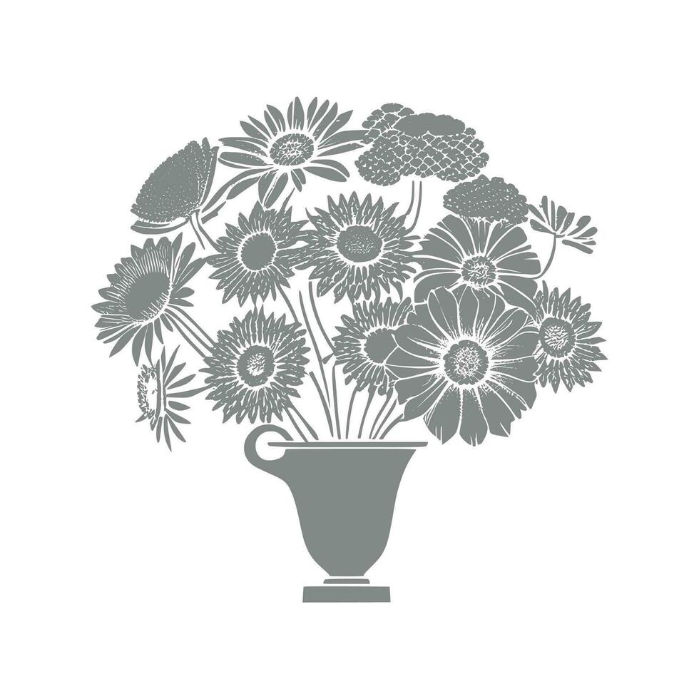 line art flower bouquet vector