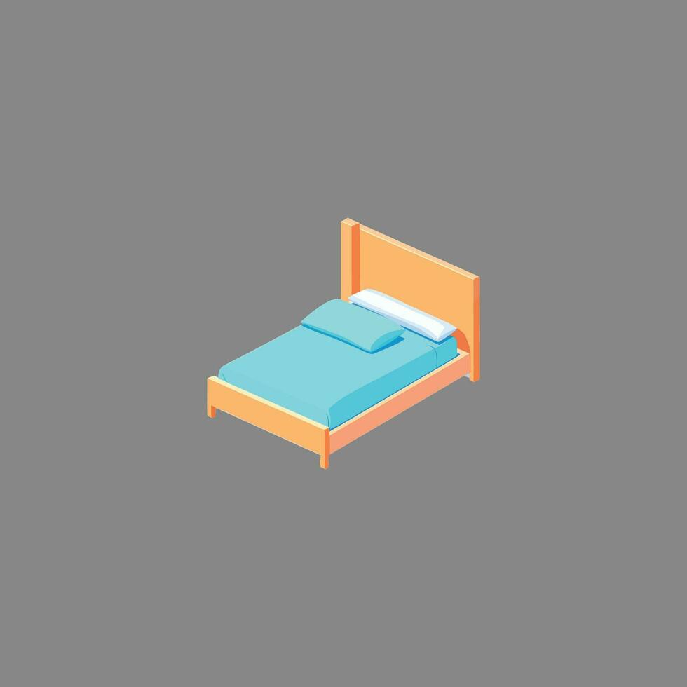 Bed vector isometric view.