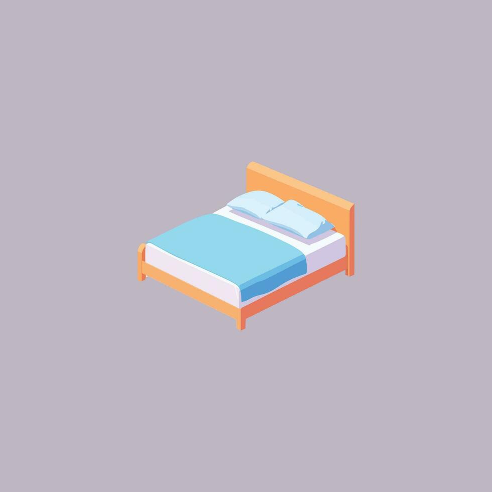 Bed vector isometric view.