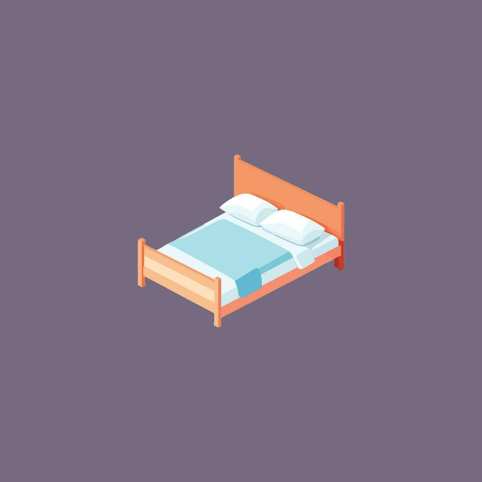 Bed vector isometric view.