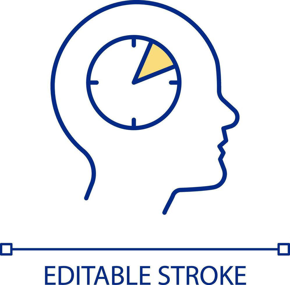 Short-term memory RGB color icon. Short-lived storage of information in brain. Capacity limitation. Isolated vector illustration. Simple filled line drawing. Editable stroke