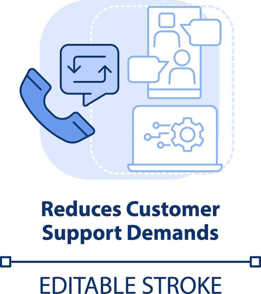 Reduces customer support demand light blue concept icon. Client engagement platform abstract idea thin line illustration. Isolated outline drawing. Editable stroke vector