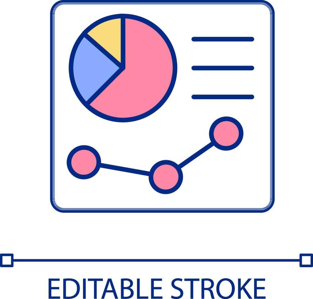 Graph data analysis RGB color icon. Business statistics. Data visualization. Decision driving insights. Isolated vector illustration. Simple filled line drawing. Editable stroke