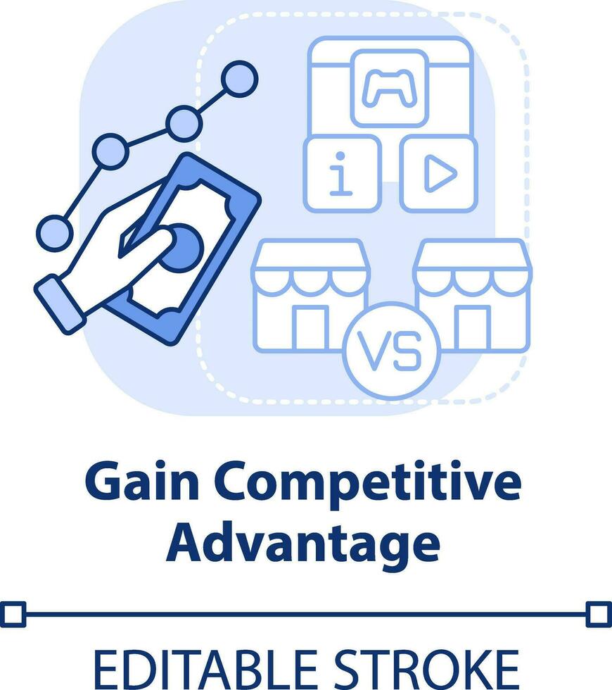 Gain competitive advantage light blue concept icon. Customer engagement platform abstract idea thin line illustration. Isolated outline drawing. Editable stroke vector