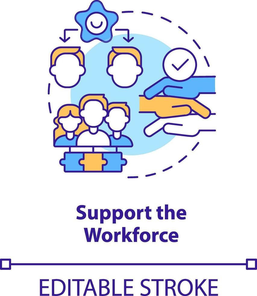 Support workforce concept icon. Addressing covid impact on logistics abstract idea thin line illustration. Isolated outline drawing. Editable stroke vector