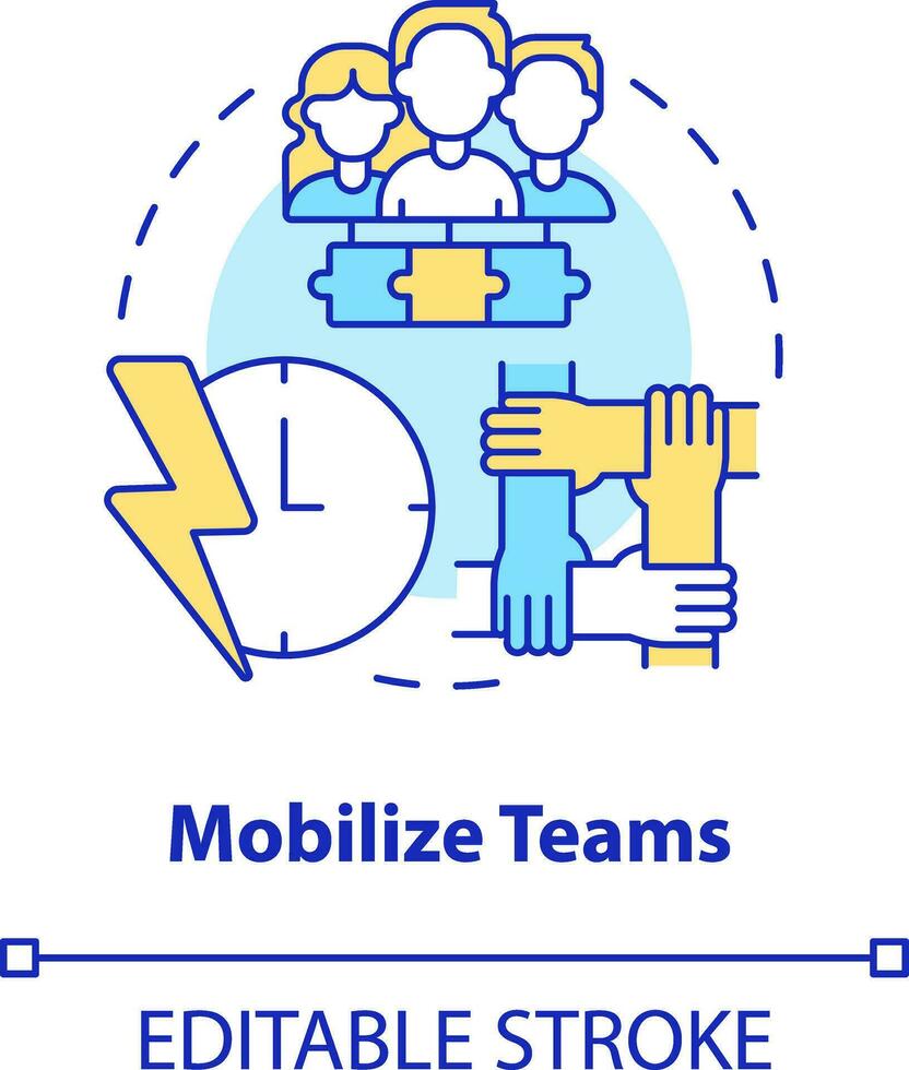 Mobilize teams concept icon. Productive cooperation. Supply chain priority abstract idea thin line illustration. Isolated outline drawing. Editable stroke vector