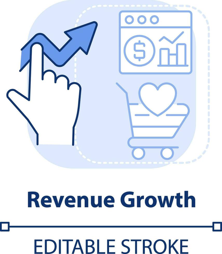 Revenue growth light blue concept icon. Profitability. Customer engagement platform abstract idea thin line illustration. Isolated outline drawing. Editable stroke vector