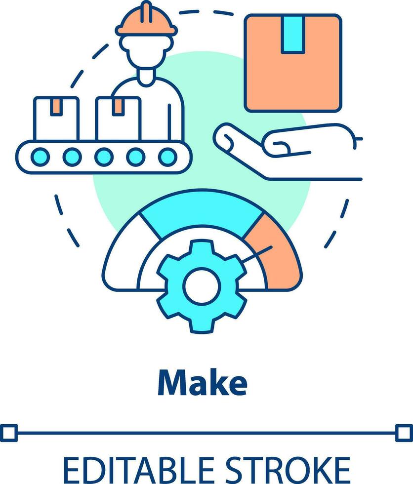 Make concept icon. Manufacture. Component of supply chain management abstract idea thin line illustration. Isolated outline drawing. Editable stroke vector