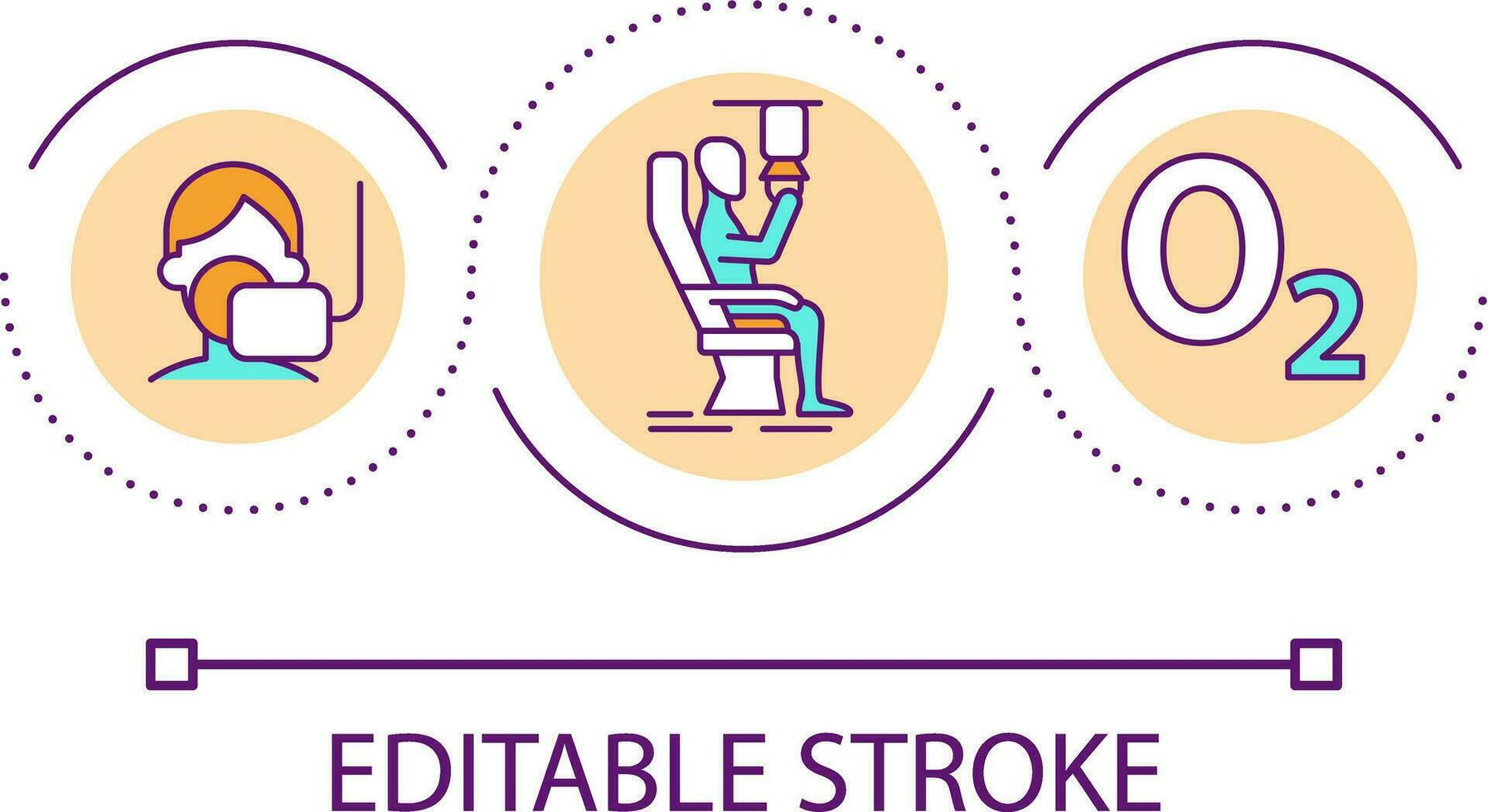 Providing oxygen to passenger loop concept icon. In case of cabin pressure drop precaution abstract idea thin line illustration. Isolated outline drawing. Editable stroke vector