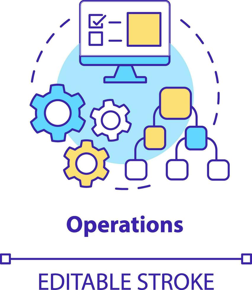 Operations concept icon. System and technology. Element of supply chain management abstract idea thin line illustration. Isolated outline drawing. Editable stroke vector